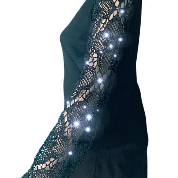 Vintage Witchy 1960s Crochet Sequins Dress Retro Midcentury Halloween Vampy - Picture 8 of 8